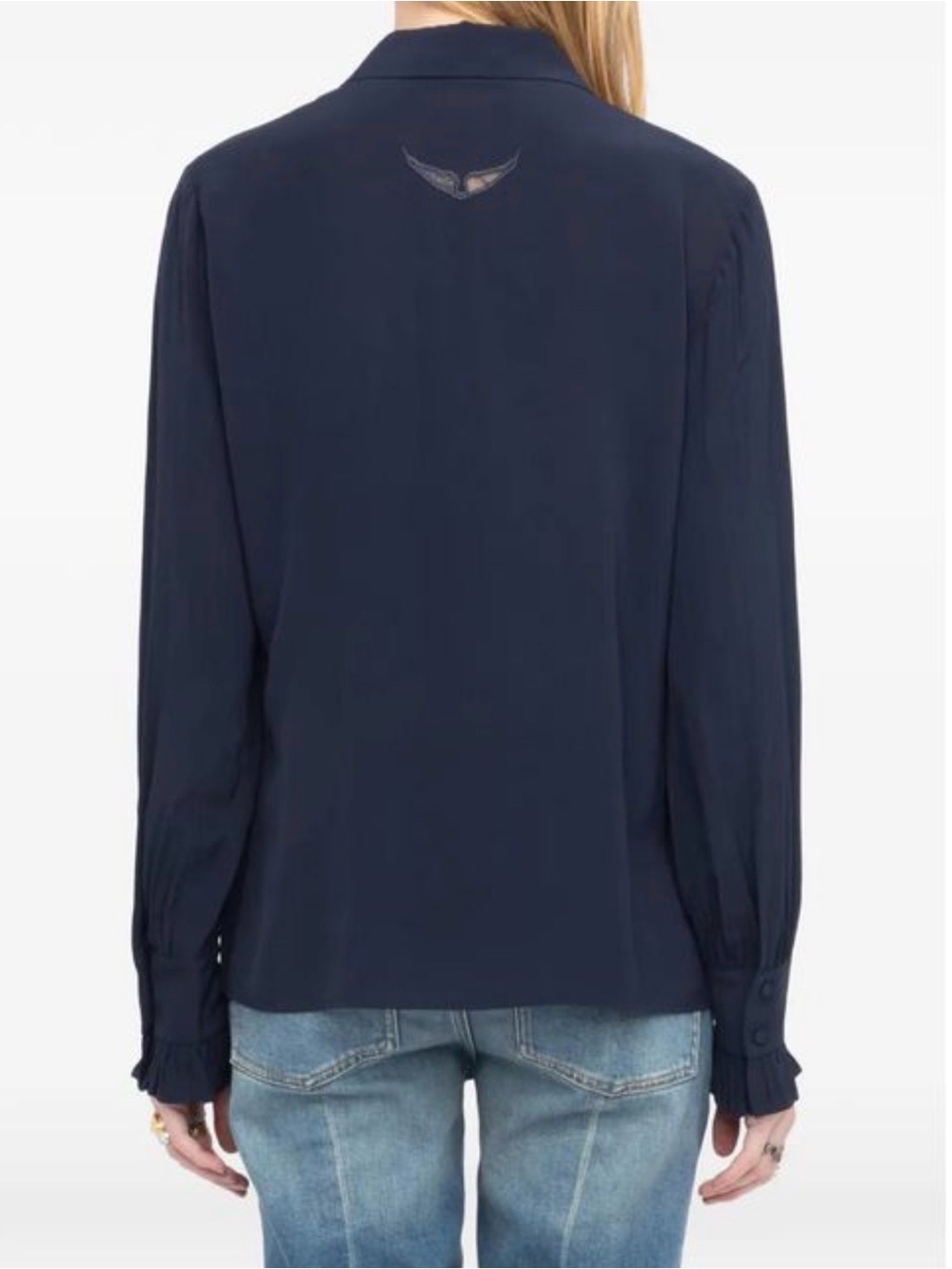Zadig & Voltaire Thely Soft Navy Silk-Feel Blouse | NWT | Medium - Picture 3 of 12